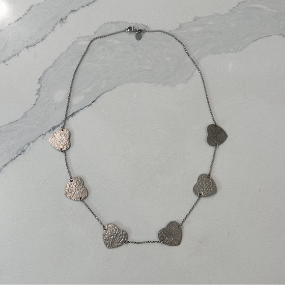 Sterling Hammered Hearts Necklace - Picture 5 of 7